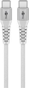 USB-Câ¢ Supersoft Textile Cable with Metal Plugs, 3 m, white