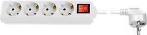 4-Way Power Strip with Switch 1,5 m, White