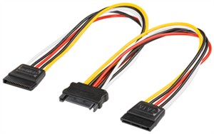 PC Y Power Cable/Adapter, SATA 1x Male to 2x Female