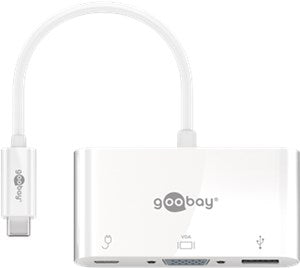 USB-Câ¢ Multiport Adapter USB 3.0+VGA+C PD, White