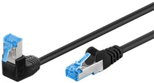 CAT 6A Patchcable 1x 90Â° Angled, S/FTP (PiMF), black