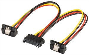 PC Y Power Cable/Adapter, SATA 1x Male to 2x Female 90Â°